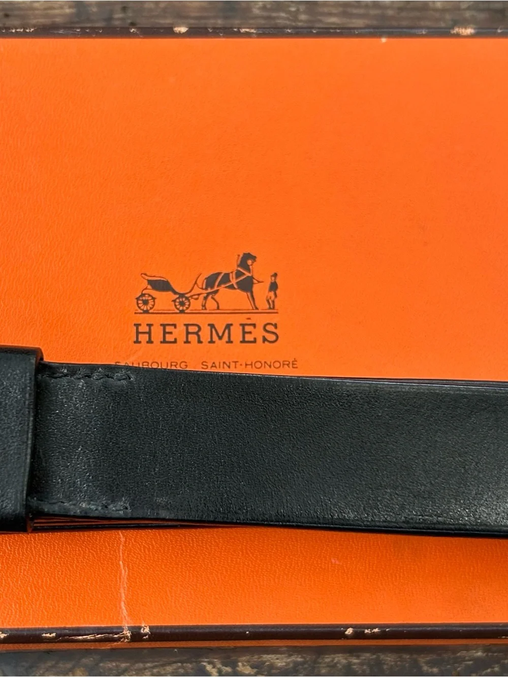 Hermes Black Leather Belt Strap with Palladium buckle.